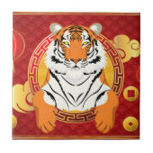 Chinesisches Neujahrsdesign mit Tiger Fliese (Vorderseite)