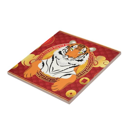 Chinesisches Neujahrsdesign mit Tiger Fliese (Seite)