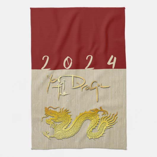 Chinesisches Neujahrsdrachengold-Papier-Schnitt Zo Geschirrtuch (Vertikal)