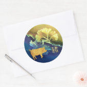 Chinesisches Neujahrsfest auf Gingko-Blätter Runder Aufkleber (Umschlag)