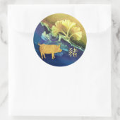 Chinesisches Neujahrsfest auf Gingko-Blätter Runder Aufkleber (Tasche)