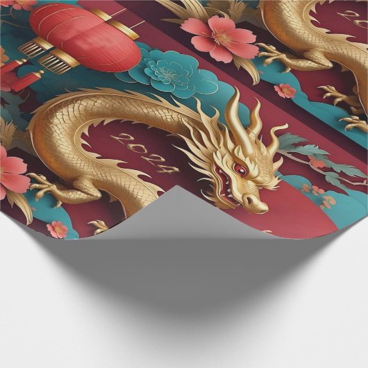 Chinesisches Neujahrsfest des Goldenen Drachen Geschenkpapier (Ecke)