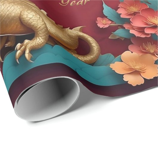 Chinesisches Neujahrsfest des Goldenen Drachen Geschenkpapier (Rolleneckpunkt)