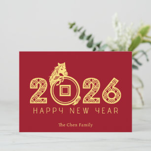 Chinesisches Neujahrsfest des Pferdes 2026 im mode Feiertagskarte