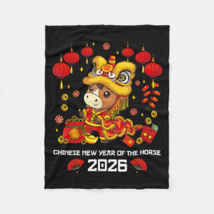 Chinesisches Neujahrsfest des Pferdes 2026 Süßer L Fleecedecke