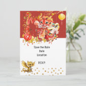 Chinesisches Neujahrsfest Save the Date Party Einladung (Stehend Vorderseite)