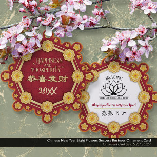 Chinesisches Neujahrsgeschäft mit acht Blume Ornament Karte