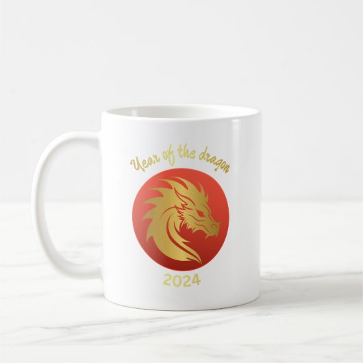 Chinesisches Neujahrsgeschenk des Drachen Rot und  Kaffeetasse (Links)