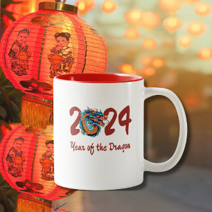 Chinesisches Neujahrsgeschenk des Drachen Zweifarbige Tasse
