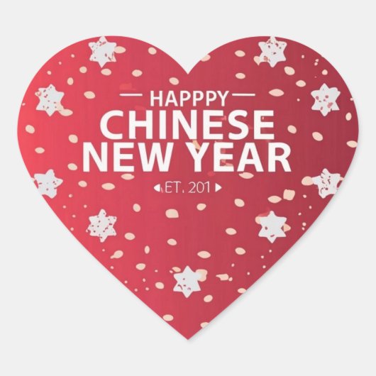 Chinesisches Neujahrsgeschenk Herz-Aufkleber (Vorderseite)