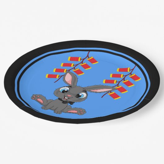 Chinesisches Neujahrshändler und chinesische Feuer Pappteller (Schrägansicht)