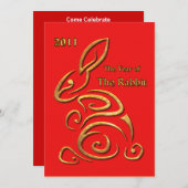 Chinesisches Neujahrshollen Einladung (Vorne/Hinten)