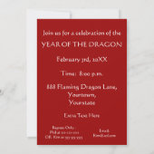 Chinesisches Neujahrsjahr des Party des Drachen Einladung (Rückseite)