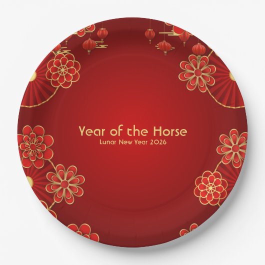 Chinesisches Neujahrsjahr des Pferdes Pappteller (Vorderseite)