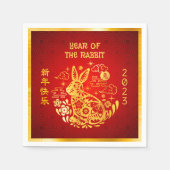 Chinesisches Neujahrskrabbit 2023 Gold Foil Red Mo Serviette (Vorderseite)