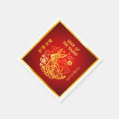 Chinesisches Neujahrskrabbit 2023 Gold Foil Red Mo Serviette (Ecke)