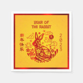 Chinesisches Neujahrskrabbit 2023 Roter Streifen G Serviette (Vorderseite)