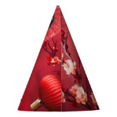 Chinesisches Neujahrsmädchen mit einem roten Regen Partyhütchen (Rückseite)