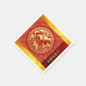 Chinesisches Neujahrspferd 2026 Gold Red SqPPN2 Serviette (Ecke)