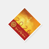 Chinesisches Neujahrspferd 2026 Roter Gold PPN Serviette (Ecke)