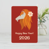 Chinesisches Neujahrspferd 2026 Zodiac Feiertagskarte (Stehend Vorderseite)