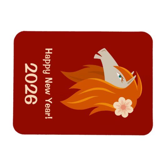 Chinesisches Neujahrspferd 2026 Zodiac Magnet (Horizontal)