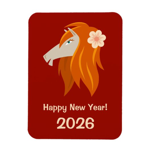 Chinesisches Neujahrspferd 2026 Zodiac Magnet (Vertikal)