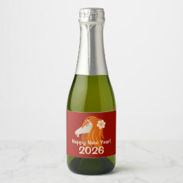 Chinesisches Neujahrspferd 2026 Zodiac Schaumweinetikett