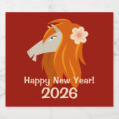 Chinesisches Neujahrspferd 2026 Zodiac Schaumweinetikett (Einzelnes Label)