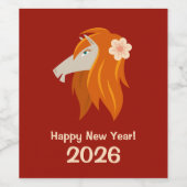 Chinesisches Neujahrspferd 2026 Zodiac Weinetikett (Einzelnes Label)