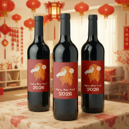 Chinesisches Neujahrspferd 2026 Zodiac Weinetikett