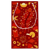 Chinesisches New Year Celebration Party Red Gold Kleine Geschenktüte (Rückseite)