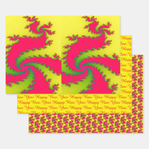 Chinesisches New Year Dragon Fraktal Geschenkpapier Set