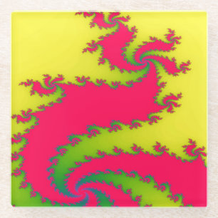 Chinesisches New Year Dragon Fraktal Glasuntersetzer