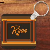 Chinesisches New Year Dragon Monogram SqK03 Schlüsselanhänger (Rückseite)