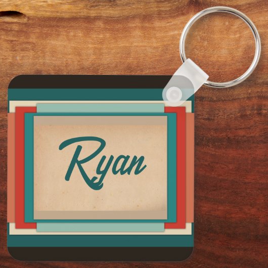 Chinesisches New Year Dragon Monogram SqK04 Schlüsselanhänger (Rückseite)