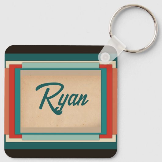 Chinesisches New Year Dragon Monogram SqK04 Schlüsselanhänger (Rückseite)