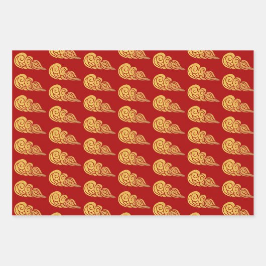 Chinesisches New Year Golden Auspicious Clouds Mus Geschenkpapier Set (Vorderseite)