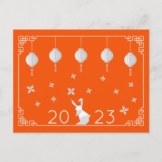 Chinesisches New Year Origami Rabbit Postcard Postkarte (Vorderseite)