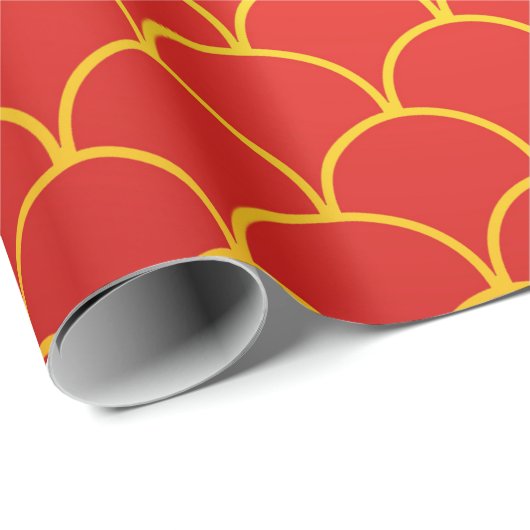Chinesisches New Year Red Gold Design Wrapper Geschenkpapier (Rolleneckpunkt)