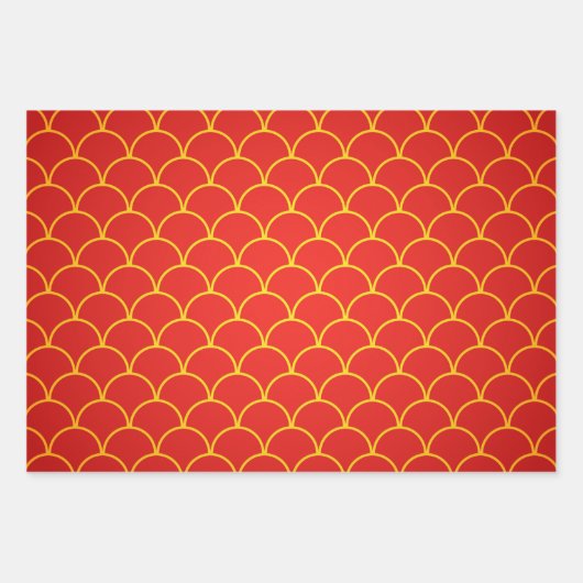 Chinesisches New Year Red Gold Design Wrapper Geschenkpapier Set (Vorderseite 2)