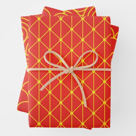 Chinesisches New Year Red Gold Design Wrapper Geschenkpapier Set (Beispiel)