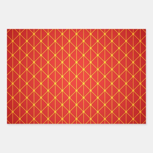Chinesisches New Year Red Gold Design Wrapper Geschenkpapier Set (Vorderseite)