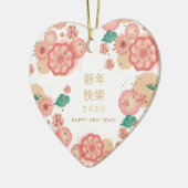 Chinesisches New Year Spring Blumenmuster-Dekor Keramik Ornament (Links)