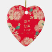 Chinesisches New Year Spring Blumenmuster-Dekor Keramik Ornament (Rechts)