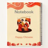 Chinesisches Notebook in Rot und Beige Happy Notizblock (Rückseite)