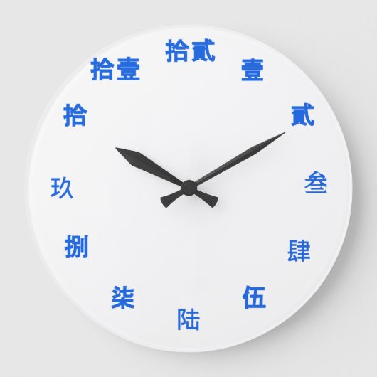 Chinesisches Numeral (Blauer Schriftart) Große Wanduhr (Vorderseite)