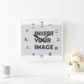 Chinesisches Numeral (Schwarzer Schriftart) Quadratische Wanduhr (Zuhause)