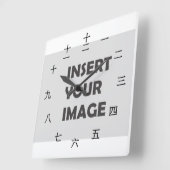 Chinesisches Numeral (Schwarzer Schriftart) Quadratische Wanduhr (Winkel)