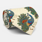 Chinesisches orientalisches Pfauenmuster Krawatte (Gerollt)